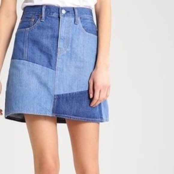 Levi's Dresses & Skirts - NWT Levi’s x Anthropologie patchwork jean skirt